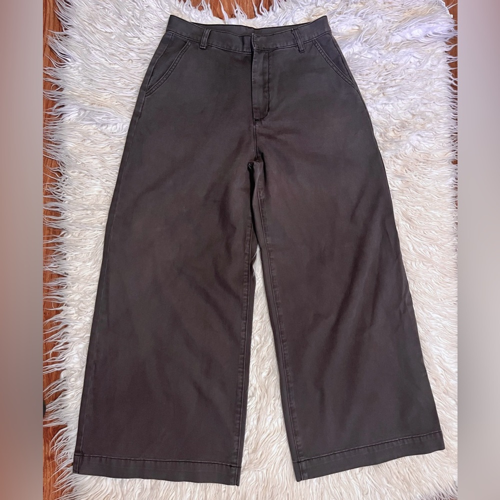 Miou Muse Grey Extra Wide Leg High Waisted Cotton Pants Women's size small